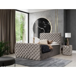 Cama continental Mento acolchada con botones en tela nan: Comodidad y elegancia en uno.