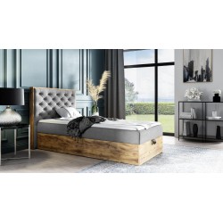 Cama juvenil cómoda Luxaro III con contenedor - Tela Faro 24