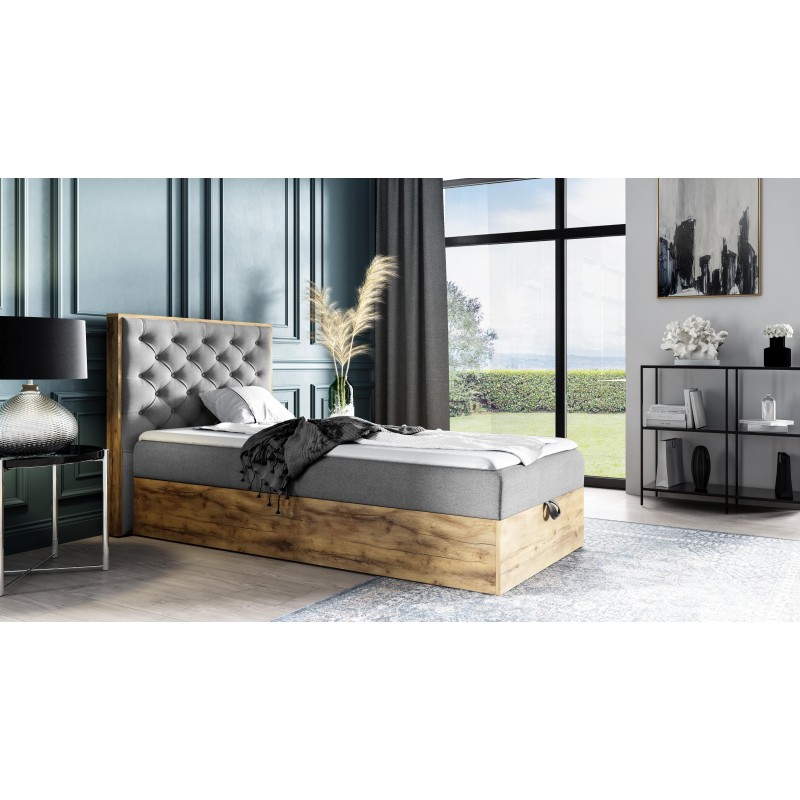 Komfortables Jugendbett Luxaro III mit Stauraum - Stoff Faro 24