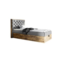 Cama juvenil cómoda Luxaro III con contenedor - Tela Faro 24