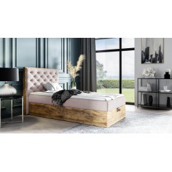 Cama juvenil cómoda Luxaro III con contenedor - Tela Faro 24