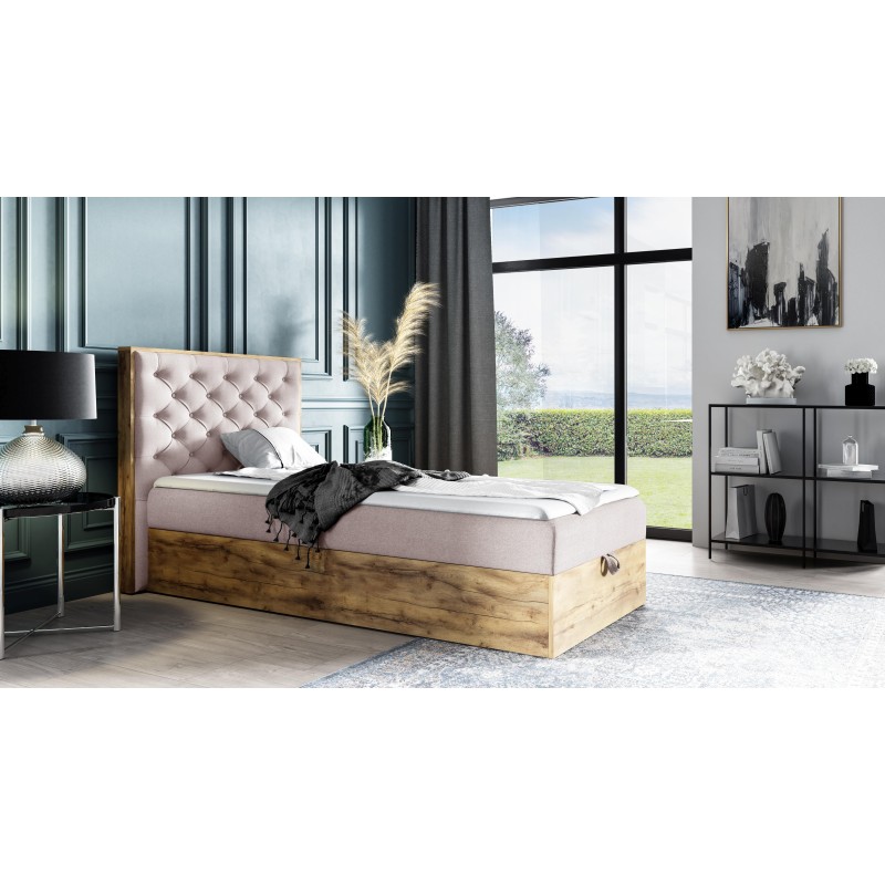 Komfortables Jugendbett Luxaro III mit Stauraum - Stoff Faro 24