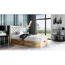 Cama juvenil cómoda Luxaro III con contenedor - Tela Faro 24