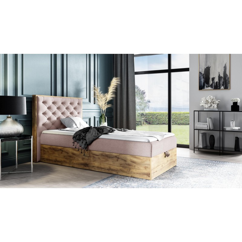 Komfortables Jugendbett Luxaro III mit Stauraum - Stoff Faro 24