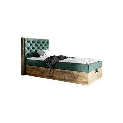 Cama juvenil cómoda Luxaro III con contenedor - Tela Faro 24