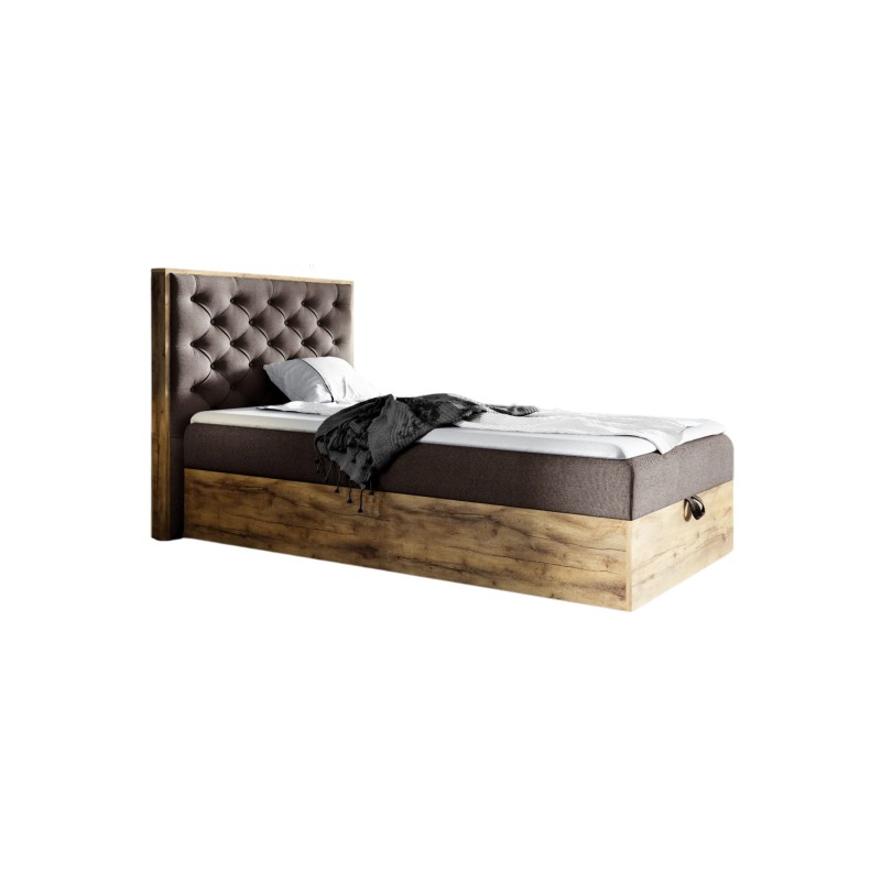 Cama juvenil cómoda Luxaro III con contenedor - Tela Faro 24