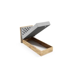 Cama juvenil cómoda Luxaro III con contenedor - Tela Faro 24