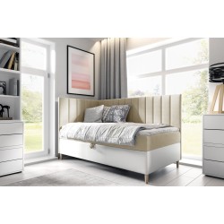Título Meta: Cama juvenil Vitro III con cajón para ropa de cama | Tela Fresh 1 | Funcional y Elegante