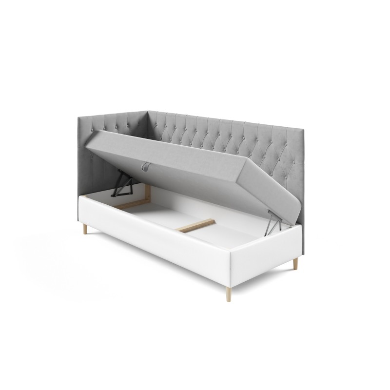Cama Modena III: mueble de lujo para dormitorio con contenedor para ropa de cama y función para dormir.