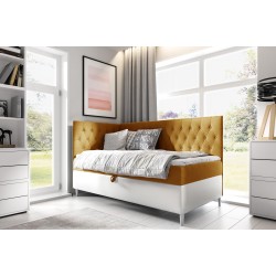 Cama Modena III: mueble de lujo para dormitorio con contenedor para ropa de cama y función para dormir.
