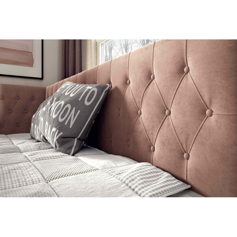 Cama Modena III: mueble de lujo para dormitorio con contenedor para ropa de cama y función para dormir.