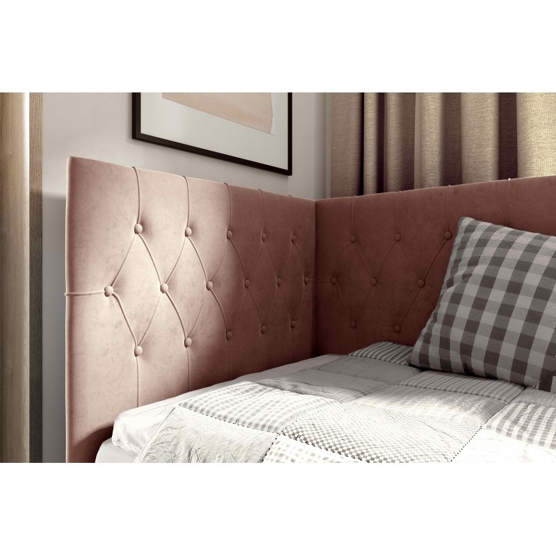 Cama Modena III: mueble de lujo para dormitorio con contenedor para ropa de cama y función para dormir.