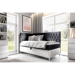 Cama Modena III: mueble de lujo para dormitorio con contenedor para ropa de cama y función para dormir.