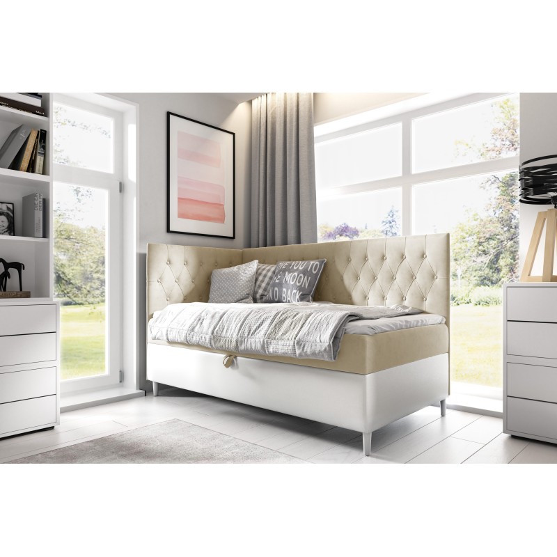 Cama Modena III: mueble de lujo para dormitorio con contenedor para ropa de cama y función para dormir.