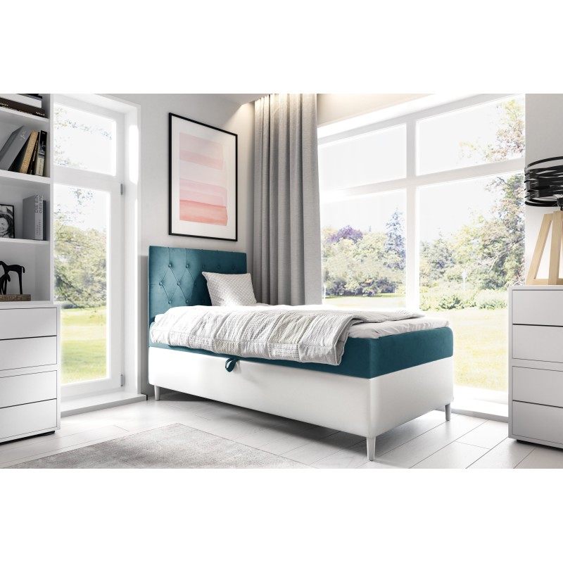 Cama Modena I con adornos acolchados: Comodidad y elegancia en uno.