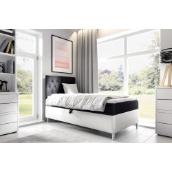 Cama Modena I con adornos acolchados: Comodidad y elegancia en uno.