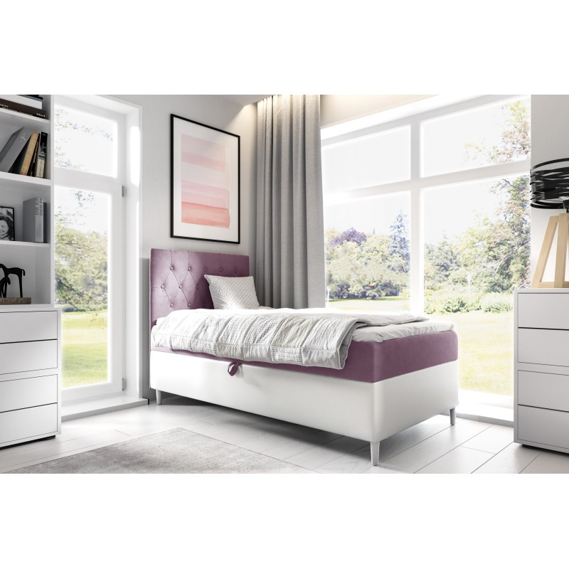 Cama Modena I con adornos acolchados: Comodidad y elegancia en uno.