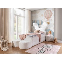 Cama infantil conejito con cajón para ropa de cama, pufs y mesita en tela nan 203.01: comodidad del sueño para tu hijo.