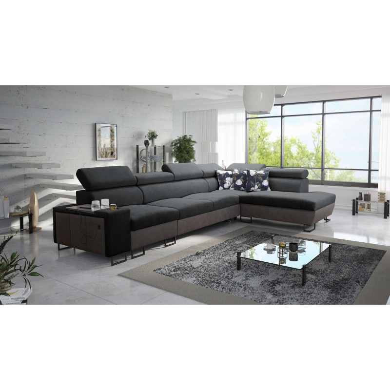 Ecksofa Prestige XI Maxi mit Schlaffunktion und USB-Anschluss | Gepolsterte Ecksofa, Weich im Griff, Freya 210.24 + Tauro 8207