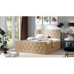 Cama continental Zoren Lux con cajón para ropa de cama, tela Alove 05