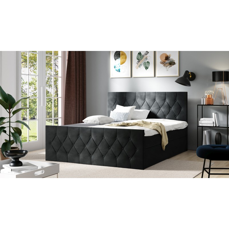 Continental bed Zoren Lux with a bedding storage in Alove 15 fabric
