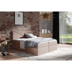 Cama continental Luvero con contenedor para ropa de cama, tela Rico 19