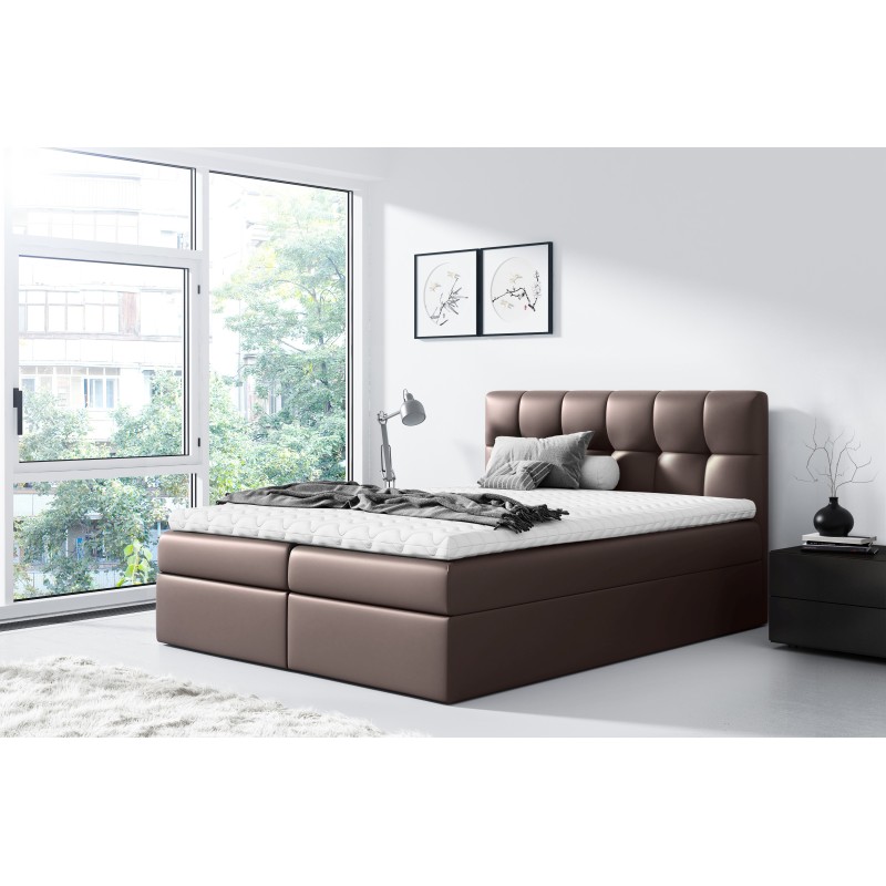 Nevalo continental bed with bedding storage in Soft 66 fabric