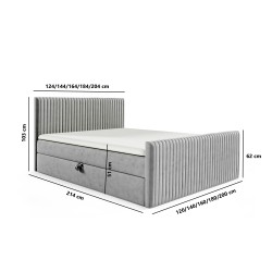 Elven continental bed with a bedding storage in Fresh 01 fabric