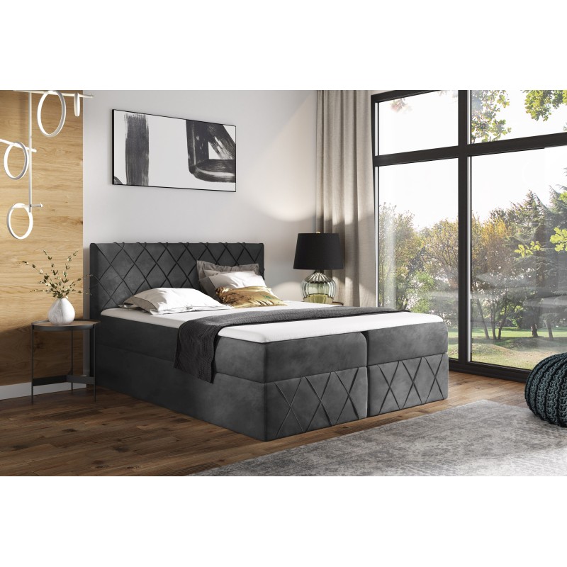 Kontinentalbett Rinovo Lux mit Bettkasten Stoff Kronos 22