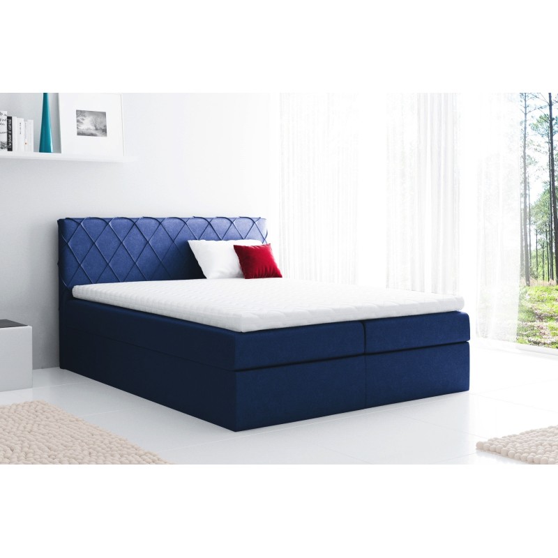 Rinovo continental bed with a bedding container in Riviera 81 fabric