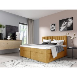 Jorvo continental bed with a bedding container in Fresh 37 fabric