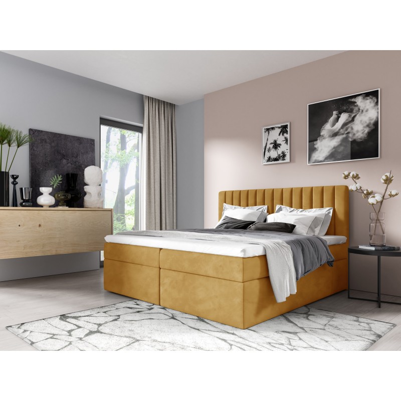 Cama continental Jorvo con contenedor para ropa de cama tela Fresh 37