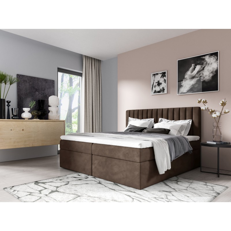 Jorvo continental bed with a storage compartment for bedding, fabric Fresh 04