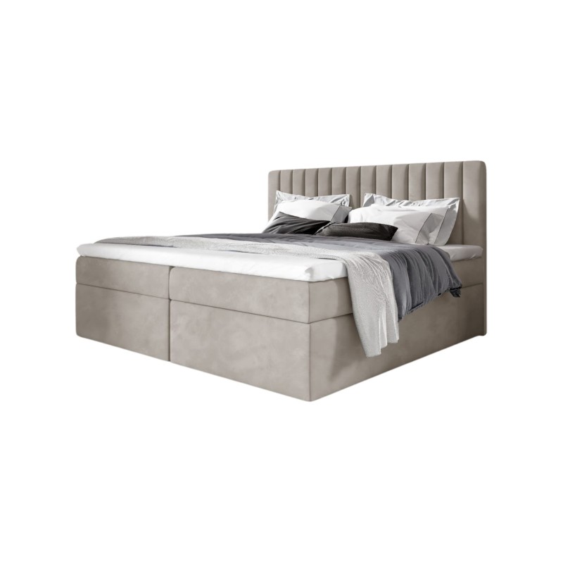 Cama continental Jorvo con contenedor para ropa de cama tela Fresh 01