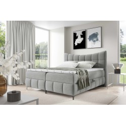 Orivo continental bed with bedding storage, Aragon 80 fabric