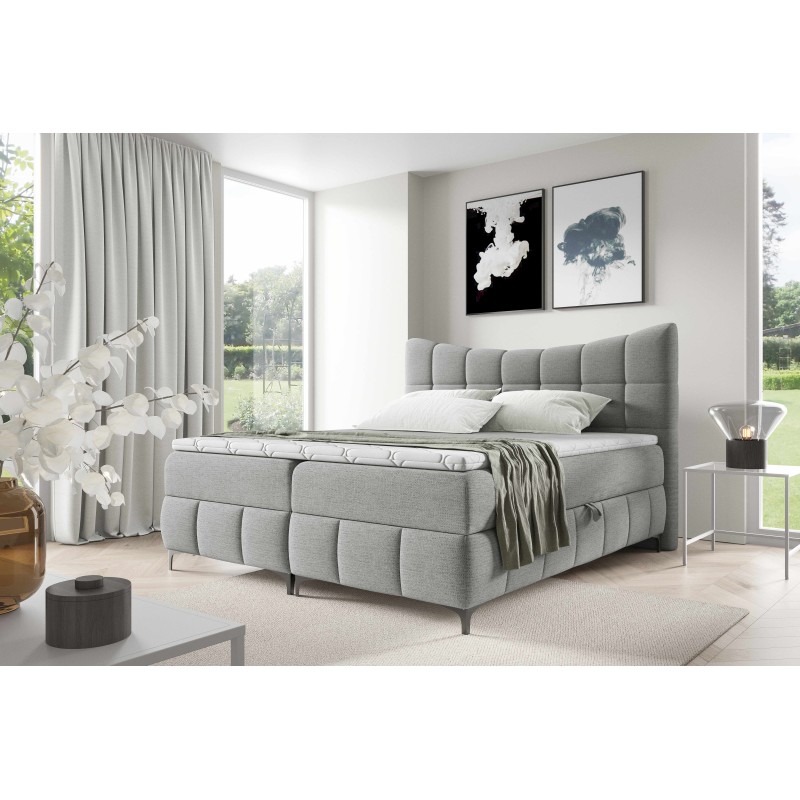 Orivo continental bed with bedding storage, Aragon 80 fabric