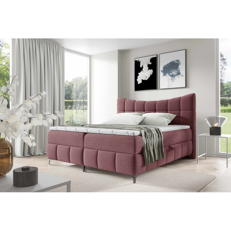 Cama continental Orivo con contenedor para ropa de cama, tela Aragon 63.
