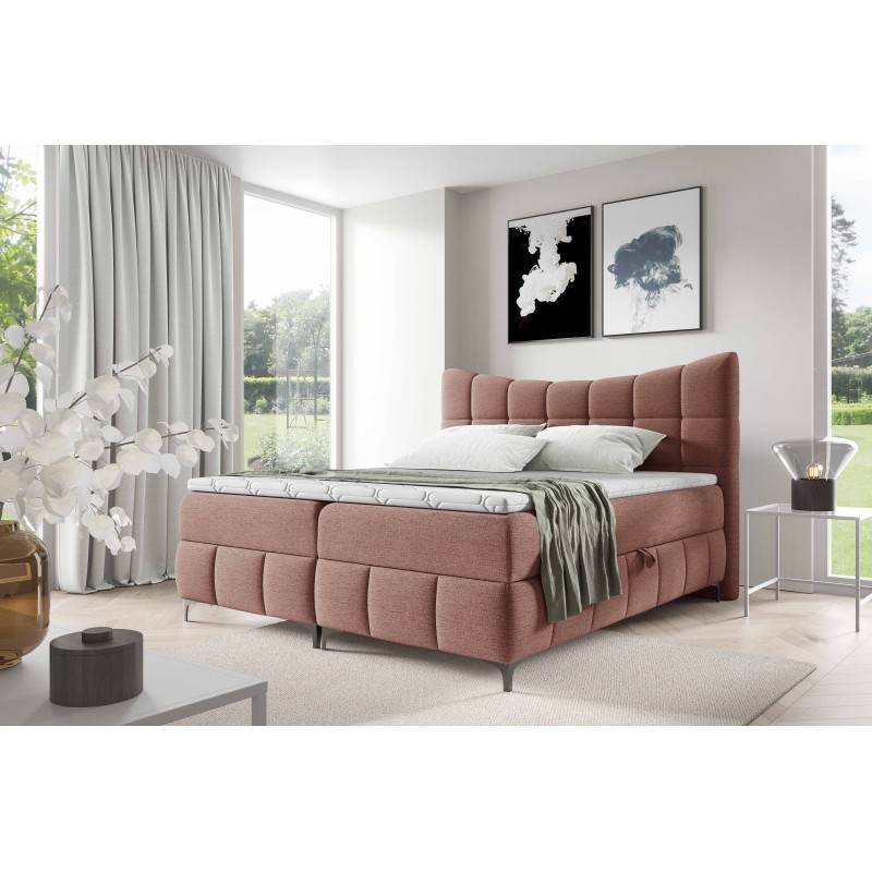 Cama continental Orivo con contenedor para ropa de cama, tela Aragon 62