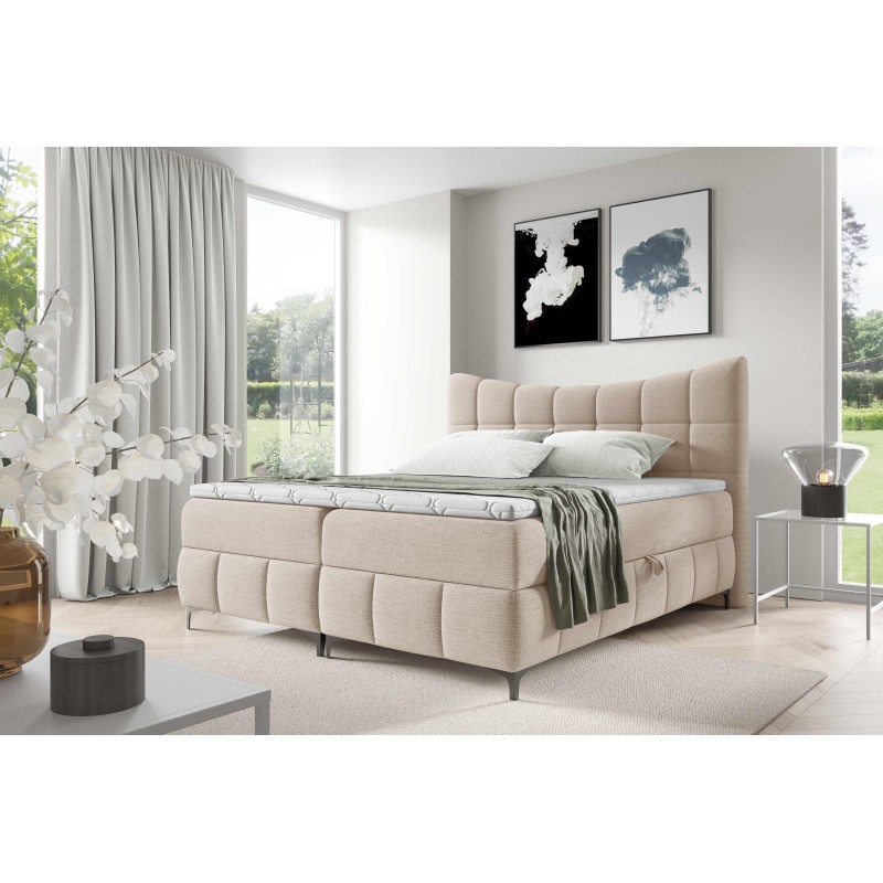 Orivo continental bed with a bedding container, fabric Aragon 03