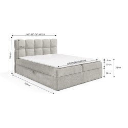 Cama continental Orivo con contenedor para ropa de cama de tela Aragon 03.