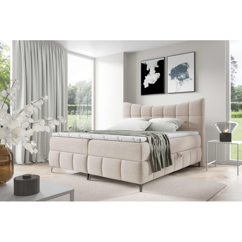 Cama continental Orivo con contenedor para ropa de cama tela Aragon 01