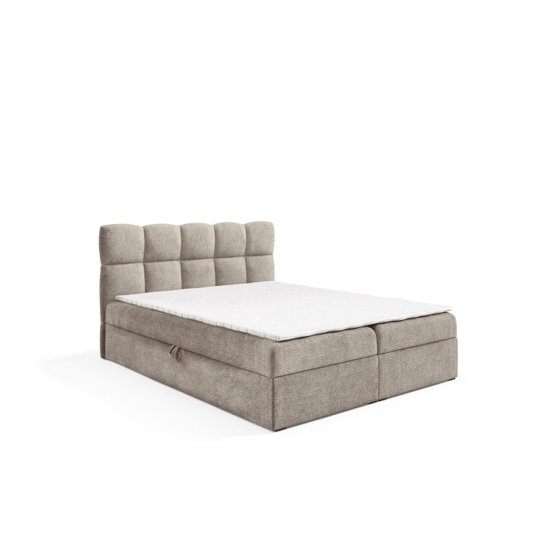 Orivo continental bed with bedding storage in Coral 50 fabric