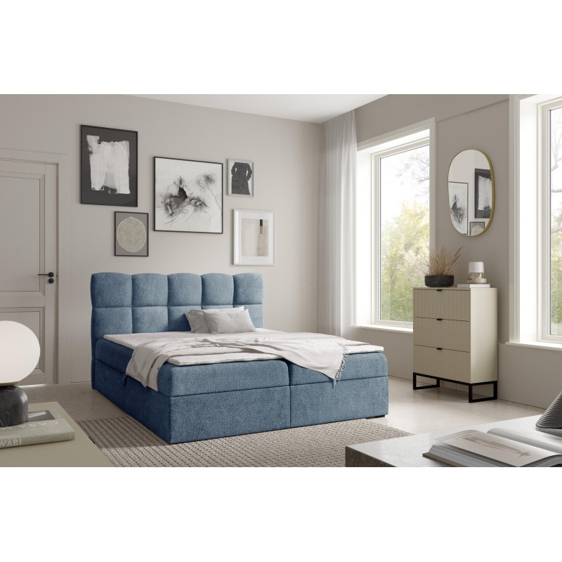 Cama continental Orivo con contenedor para ropa de cama, tela Coral 10