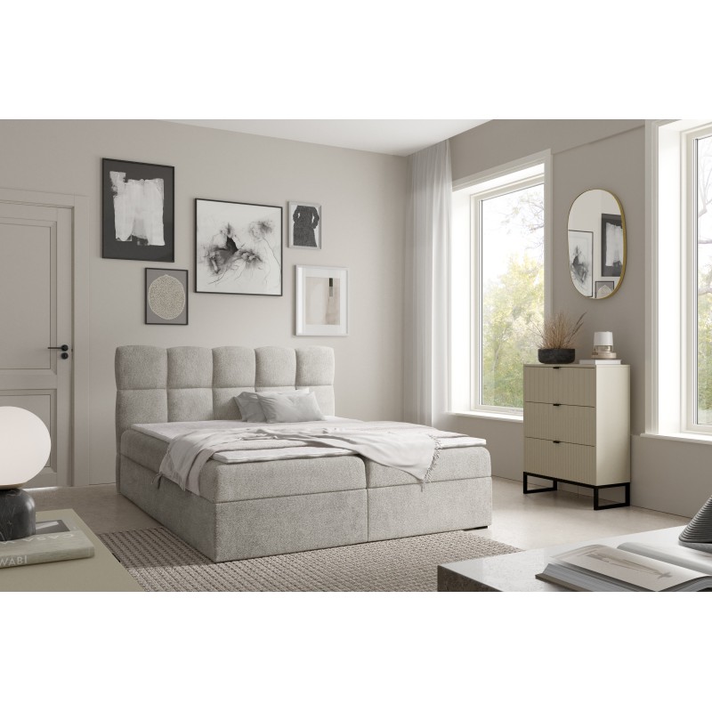 Cama continental Orivo con contenedor para ropa de cama, tela Coral 85