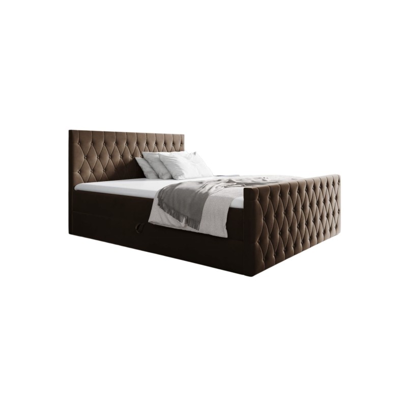 The Velar continental bed with a bedding storage in Fresh 6 fabric