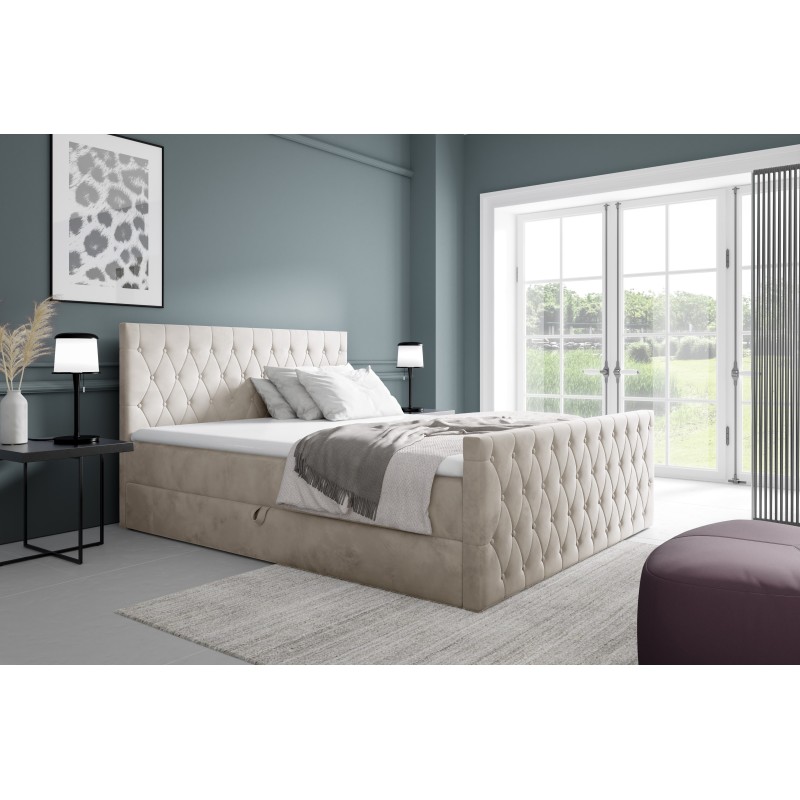 Cama continental Velar con contenedor para ropa de cama, tela Fresh 01