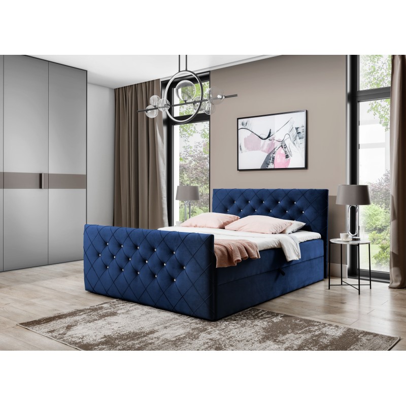 Nomero continental bed with bedding storage in Riviera 81 fabric