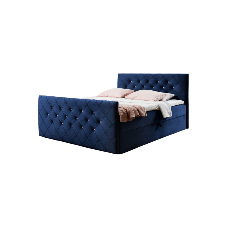 Nomero continental bed with bedding storage in Riviera 81 fabric
