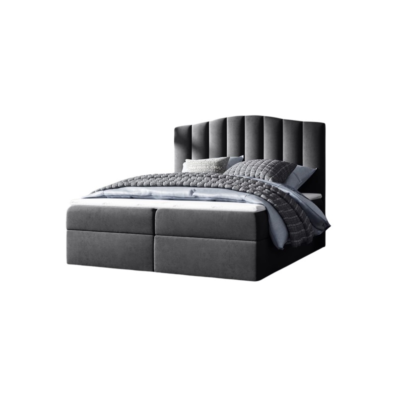Continental bed Aravio with bedding storage, fabric Casablanca 2315
