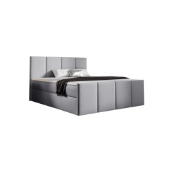 Cama continental Ulvaro con cajón para ropa de cama, tela Monolith 84